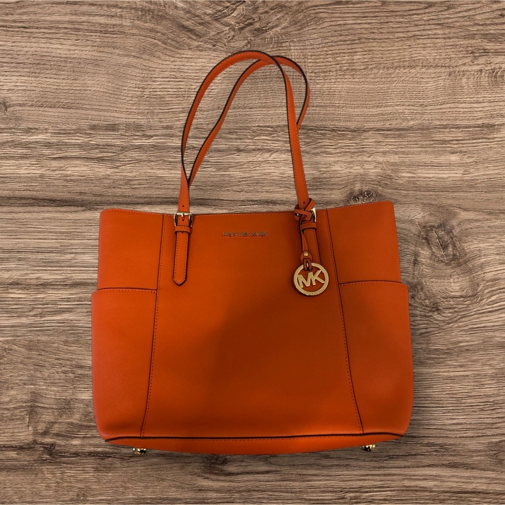 Michael Kors Orange Shoulder Bag with Gold Hardware